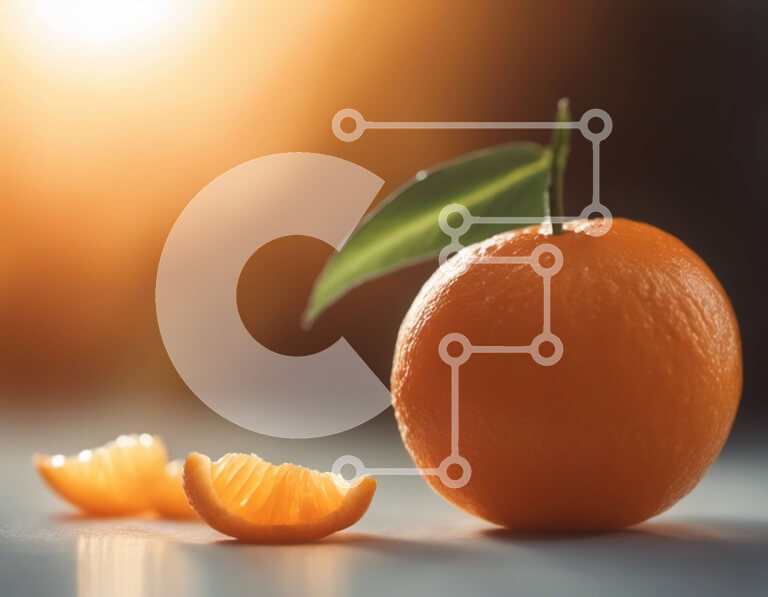 Intra Συλλεκτικό Ξύλινο Παζλ Plywood  4mm - Ώριμο πορτοκάλι με πράσινο φύλλο Σε Ξύλινο Κουτί - Διαστάσεις: 10x10 cm – 25 κομμάτια