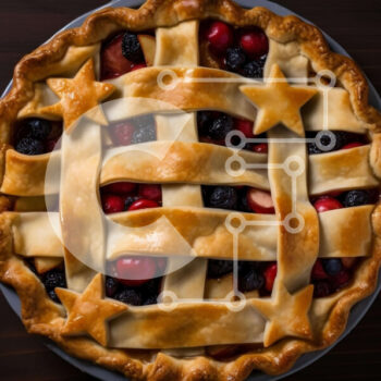 Intra Συλλεκτικό Ξύλινο Παζλ Plywood  4mm - Φρουτόπιτα με καφασωτό και αστέρια σε ξύλινο τραπέζι Σε Ξύλινο Κουτί - Διαστάσεις: 10x10 cm – 25 κομμάτια - Image 1