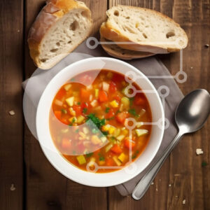 Intra Συλλεκτικό Ξύλινο Παζλ Plywood  4mm - Υγιεινή και νόστιμη σούπα λαχανικών με ψωμί Σε Ξύλινο Κουτί - Διαστάσεις: 10x10 cm – 25 κομμάτια