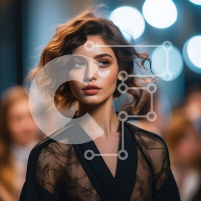 Intra Συλλεκτικό Ξύλινο Παζλ Plywood  4mm - Εκπληκτική επίδειξη μόδας: Μαύρο φόρεμα δαντέλας με βαθιά λαιμόκοψη και ψηλό σκίσιμο Σε Ξύλινο Κουτί - Διαστάσεις: 10x10 cm – 25 κομμάτια - Image 1