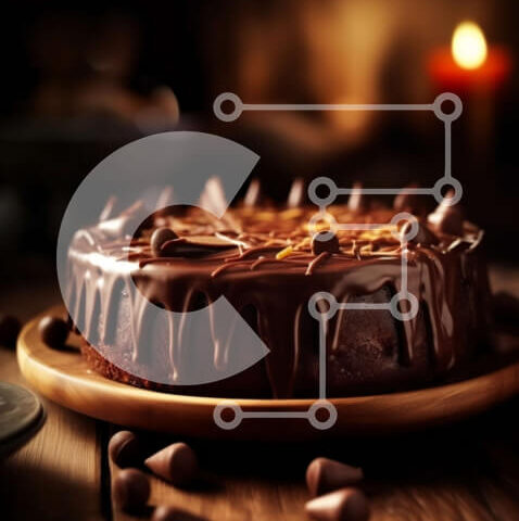 Intra Συλλεκτικό Ξύλινο Παζλ Plywood 4mm - Νόστιμο κέικ σοκολάτας με αναμμένο κερί από πάνω Σε Ξύλινο Κουτί - Διαστάσεις: 10x10 cm – 25 κομμάτια - Image 1