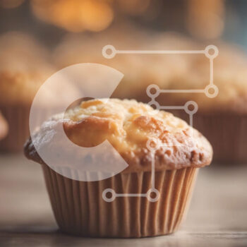 Intra Συλλεκτικό Ξύλινο Παζλ Plywood  4mm - Muffins σε ξύλινο τραπέζι με θολό φόντο Σε Ξύλινο Κουτί - Διαστάσεις: 10x10 cm – 25 κομμάτια - Image 1