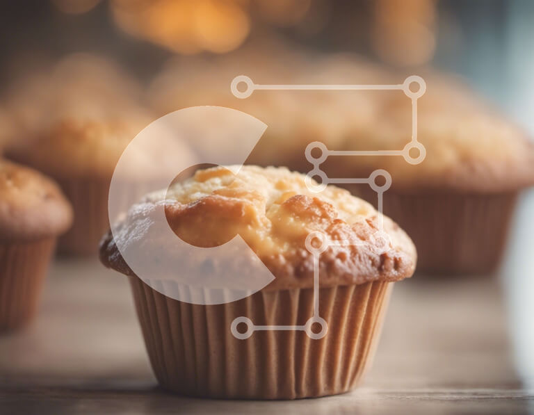 Intra Συλλεκτικό Ξύλινο Παζλ Plywood  4mm - Muffins σε ξύλινο τραπέζι με θολό φόντο Σε Ξύλινο Κουτί - Διαστάσεις: 10x10 cm – 25 κομμάτια