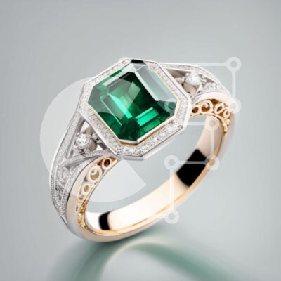 Intra Συλλεκτικό Ξύλινο Παζλ Plywood  4mm - Εκπληκτικό σμαραγδένιο δαχτυλίδι με περίπλοκο σχέδιο ζωνών Σε Ξύλινο Κουτί - Διαστάσεις: 10x10 cm – 25 κομμάτια - Image 1