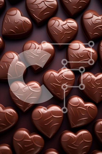 Intra Συλλεκτικό Ξύλινο Παζλ Plywood  4mm - Συστάδα από σοκολατένιες καραμέλες σε σχήμα καρδιάς σε σκούρο φόντο Σε Ξύλινο Κουτί - Διαστάσεις: 10x10 cm – 25 κομμάτια