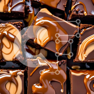 Intra Συλλεκτικό Ξύλινο Παζλ Plywood 4mm - Γευστική εικόνα από μπράουνις σοκολάτας με σάλτσα καραμέλας Σε Ξύλινο Κουτί - Διαστάσεις: 10x10 cm – 25 κομμάτια - Image 1