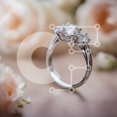 Intra Συλλεκτικό Ξύλινο Παζλ Plywood  4mm - Κοντινό πλάνο του διαμαντένιου δαχτυλιδιού αρραβώνων σε λευκό φόντο Σε Ξύλινο Κουτί - Διαστάσεις: 10x10 cm – 25 κομμάτια - Image 1