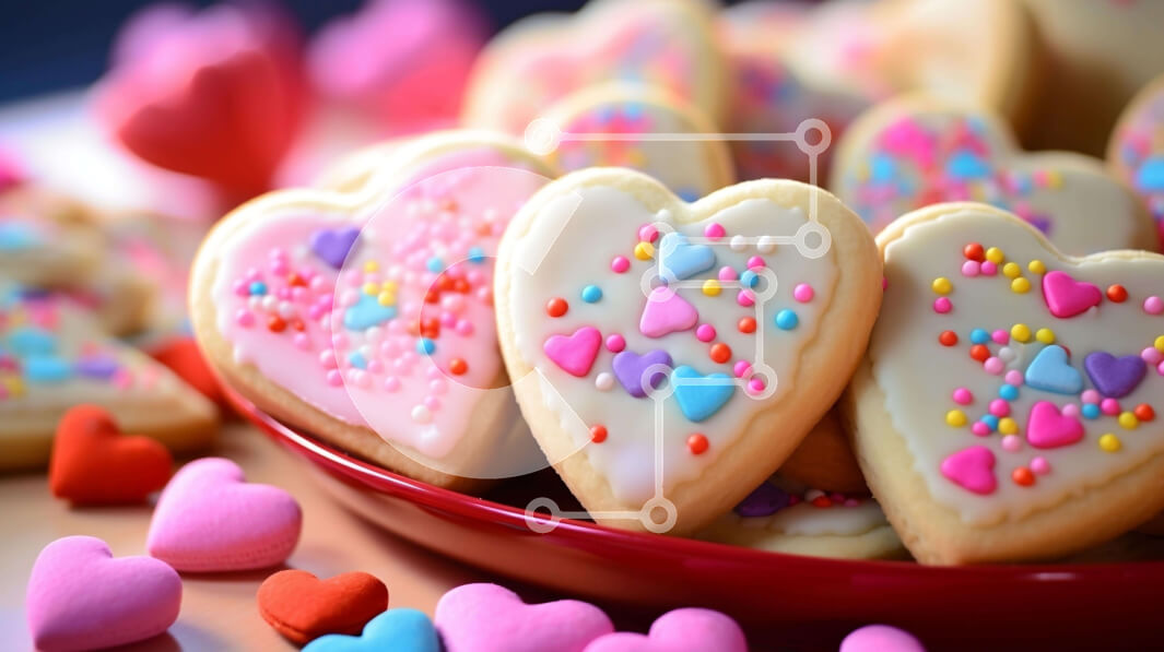 Intra Συλλεκτικό Ξύλινο Παζλ Plywood  4mm - Μπισκότα για την ημέρα του Αγίου Βαλεντίνου σε σχήμα καρδιάς σε ένα κόκκινο πιάτο Σε Ξύλινο Κουτί - Διαστάσεις: 10x10 cm – 25 κομμάτια