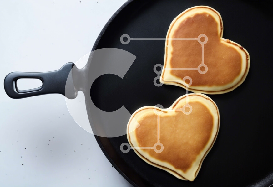 Intra Συλλεκτικό Ξύλινο Παζλ Plywood  4mm - Τηγανίτες σε σχήμα καρδιάς σε τηγάνι Σε Ξύλινο Κουτί - Διαστάσεις: 10x10 cm – 25 κομμάτια