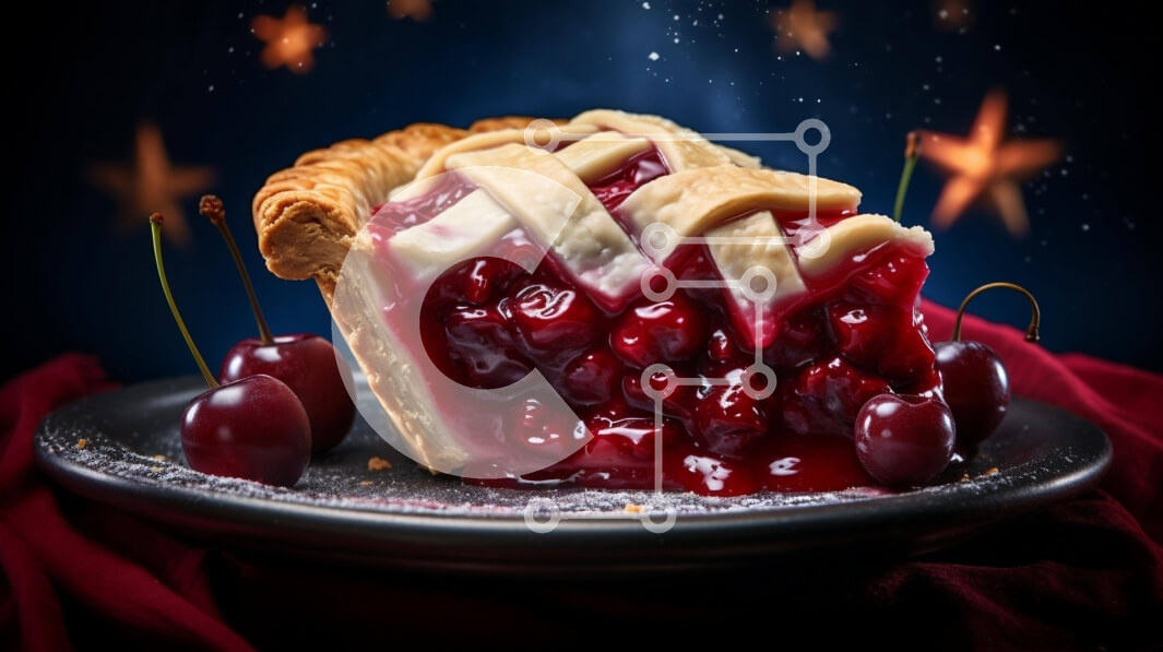 Intra Συλλεκτικό Ξύλινο Παζλ Plywood  4mm - Νόστιμη φέτα κερασιόπιτας σε μαύρο πιάτο Σε Ξύλινο Κουτί - Διαστάσεις: 10x10 cm – 25 κομμάτια