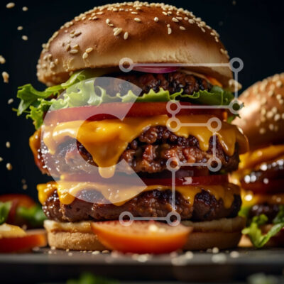 Intra Συλλεκτικό Ξύλινο Παζλ Plywood  4mm - Ζουμερό Cheeseburger με φρέσκα υλικά και τραγανές πατάτες Σε Ξύλινο Κουτί - Διαστάσεις: 10x10 cm – 25 κομμάτια - Image 1