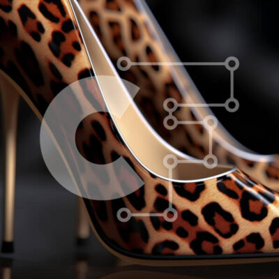 Intra Συλλεκτικό Ξύλινο Παζλ Plywood  4mm - Ψηλοτάκουνα παπούτσια με Leopard Print Σε Ξύλινο Κουτί - Διαστάσεις: 10x10 cm – 25 κομμάτια - Image 1