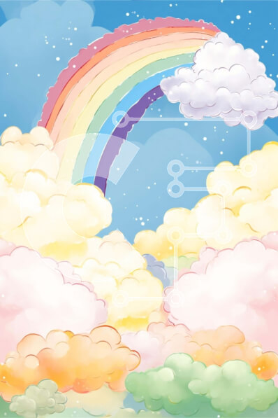 Intra Συλλεκτικό Ξύλινο Παζλ Plywood  4mm - Πολύχρωμο ουράνιο τόξο στον ουρανό με τα σύννεφα Σε Ξύλινο Κουτί - Διαστάσεις: 10x10 cm – 25 κομμάτια