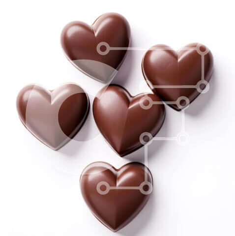 Intra Συλλεκτικό Ξύλινο Παζλ Plywood  4mm - Καραμέλες σοκολάτας σε σχήμα καρδιάς σε άσπρο φόντο Σε Ξύλινο Κουτί - Διαστάσεις: 10x10 cm – 25 κομμάτια - Image 1