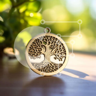 Intra Συλλεκτικό Ξύλινο Παζλ Plywood  4mm - Χρυσό μενταγιόν δέντρο της ζωής στο τραπέζι Σε Ξύλινο Κουτί - Διαστάσεις: 10x10 cm – 25 κομμάτια - Image 1