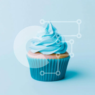 Intra Συλλεκτικό Ξύλινο Παζλ Plywood 4mm - Μπλε παγωμένο Cupcake σε γαλάζιο φόντο Σε Ξύλινο Κουτί - Διαστάσεις: 10x10 cm – 25 κομμάτια - Image 1