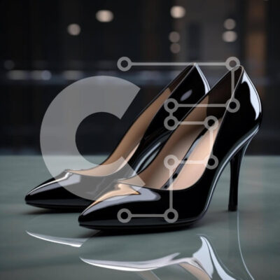 Intra Συλλεκτικό Ξύλινο Παζλ Plywood 4mm - Κομψά μαύρα ψηλοτάκουνα παπούτσια στην οθόνη Σε Ξύλινο Κουτί - Διαστάσεις: 10x10 cm – 25 κομμάτια - Image 1