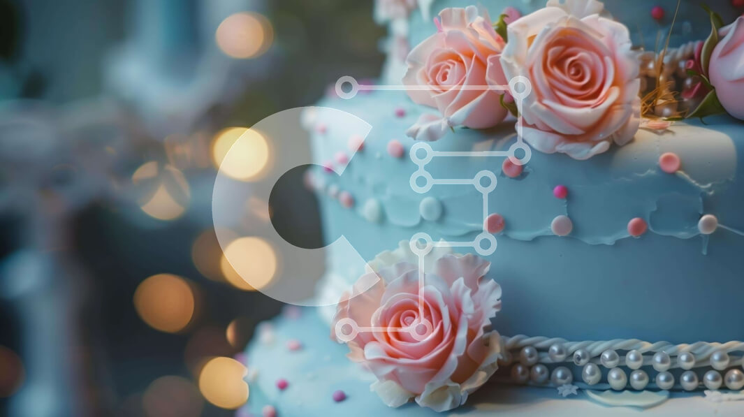 Intra Συλλεκτικό Ξύλινο Παζλ Plywood  4mm - Μπλε τριώροφη τούρτα με ροζ τριαντάφυλλα και πέρλες Σε Ξύλινο Κουτί - Διαστάσεις: 10x10 cm – 25 κομμάτια