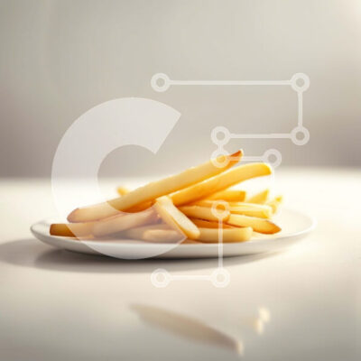 Intra Συλλεκτικό Ξύλινο Παζλ Plywood  4mm - Νόστιμο πιάτο τηγανιτές πατάτες σε λευκό τραπεζομάντιλο Σε Ξύλινο Κουτί - Διαστάσεις: 10x10 cm – 25 κομμάτια - Image 1