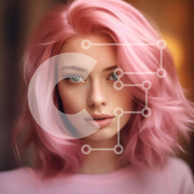 Intra Συλλεκτικό Ξύλινο Παζλ Plywood  4mm - Εκπληκτική εικόνα μιας γυναίκας με ροζ μαλλιά και μπλε μάτια Σε Ξύλινο Κουτί - Διαστάσεις: 10x10 cm – 25 κομμάτια - Image 1