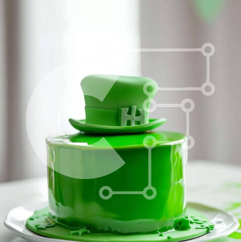 Intra Συλλεκτικό Ξύλινο Παζλ Plywood 4mm - Πράσινη τούρτα του Αγίου Πατρικίου με καπέλα και φύλλα καλλικάτζαρου Σε Ξύλινο Κουτί - Διαστάσεις: 10x10 cm – 25 κομμάτια - Image 1