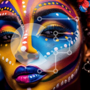 Intra Συλλεκτικό Ξύλινο Παζλ Plywood  4mm - Πολύχρωμη γυναίκα με μπογιά προσώπου και φτερά Σε Ξύλινο Κουτί - Διαστάσεις: 10x10 cm – 25 κομμάτια