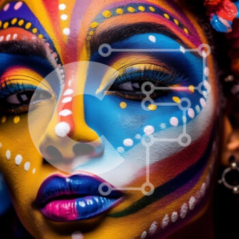 Intra Συλλεκτικό Ξύλινο Παζλ Plywood  4mm - Πολύχρωμη γυναίκα με μπογιά προσώπου και φτερά Σε Ξύλινο Κουτί - Διαστάσεις: 10x10 cm – 25 κομμάτια - Image 1