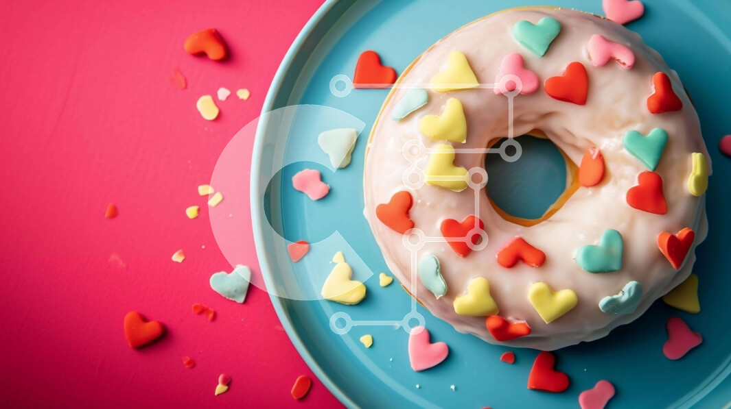 Intra Συλλεκτικό Ξύλινο Παζλ Plywood  4mm - Πολύχρωμο πασπαλισμένο ντόνατ με καρδιές στο πιάτο Σε Ξύλινο Κουτί - Διαστάσεις: 10x10 cm – 25 κομμάτια