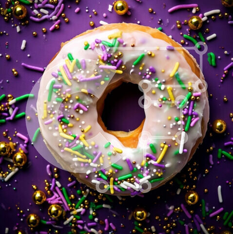 Intra Συλλεκτικό Ξύλινο Παζλ Plywood  4mm - Λαχταριστό ντόνατ με πολύχρωμα ψεκάσματα και χρυσές μπάλες Σε Ξύλινο Κουτί - Διαστάσεις: 10x10 cm – 25 κομμάτια - Image 1