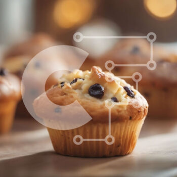 Intra Συλλεκτικό Ξύλινο Παζλ Plywood  4mm - Φρεσκοψημένα Muffins σε ξύλινο ξύλο κοπής Σε Ξύλινο Κουτί - Διαστάσεις: 10x10 cm – 25 κομμάτια - Image 1