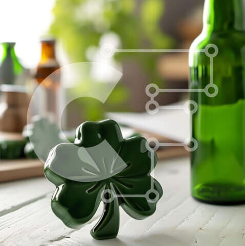 Intra Συλλεκτικό Ξύλινο Παζλ Plywood 4mm - Πράσινο μπουκάλι μπύρας και σουβέρ σε ξύλινο τραπέζι Σε Ξύλινο Κουτί - Διαστάσεις: 10x10 cm – 25 κομμάτια - Image 1