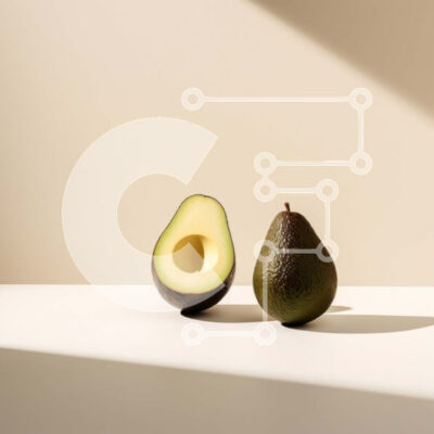 Intra Συλλεκτικό Ξύλινο Παζλ Plywood  4mm - Αβοκάντο μισά σε λευκή επιφάνεια Σε Ξύλινο Κουτί - Διαστάσεις: 10x10 cm – 25 κομμάτια - Image 1