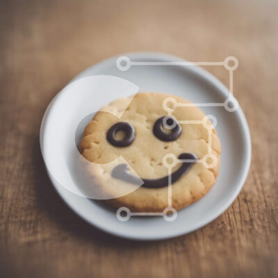 Intra Συλλεκτικό Ξύλινο Παζλ Plywood 4mm - Μπισκότο Smiley με σοκολατένιο πάγωμα σε λευκό πιάτο Σε Ξύλινο Κουτί - Διαστάσεις: 10x10 cm – 25 κομμάτια - Image 1