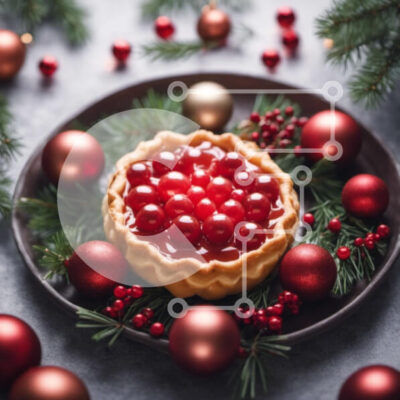 Intra Συλλεκτικό Ξύλινο Παζλ Plywood  4mm - Χριστουγεννιάτικη πίτα με γέμιση κερασιού και γιορτινά στολίδια Σε Ξύλινο Κουτί - Διαστάσεις: 10x10 cm – 25 κομμάτια - Image 1