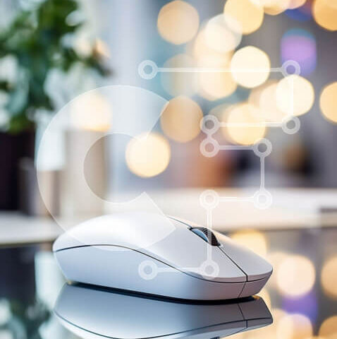 Intra Συλλεκτικό Ξύλινο Παζλ Plywood 4mm - Λευκό ποντίκι σε γυάλινο τραπέζι με φόντο θαμπάδα Σε Ξύλινο Κουτί - Διαστάσεις: 10x10 cm – 25 κομμάτια - Image 1