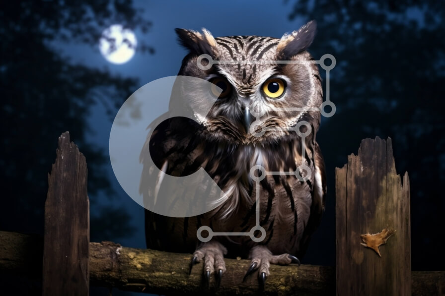 Intra Συλλεκτικό Ξύλινο Παζλ Plywood  4mm - Εκπληκτική εικόνα μιας κουκουβάγιας σκαρφαλωμένης σε έναν ξύλινο φράχτη Σε Ξύλινο Κουτί - Διαστάσεις: 10x10 cm – 25 κομμάτια