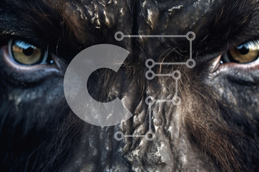 Intra Συλλεκτικό Ξύλινο Παζλ Plywood  4mm - Ασπρόμαυρη εικόνα του προσώπου ενός λύκου με αιχμηρά δόντια και διαπεραστικά μάτια Σε Ξύλινο Κουτί - Διαστάσεις: 10x10 cm – 25 κομμάτια