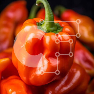 Intra Συλλεκτικό Ξύλινο Παζλ Plywood  4mm - Στοίβα από φρέσκες ώριμες πορτοκαλί πιπεριές Σε Ξύλινο Κουτί - Διαστάσεις: 10x10 cm – 25 κομμάτια - Image 1