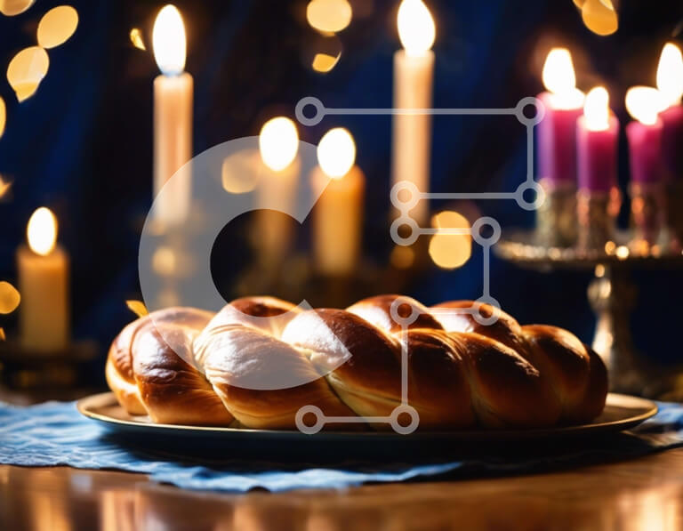 Intra Συλλεκτικό Ξύλινο Παζλ Plywood  4mm - Πιάτο πλεκτό ψωμί με κηροπήγια - εβραϊκή γιορτή Σε Ξύλινο Κουτί - Διαστάσεις: 10x10 cm – 25 κομμάτια