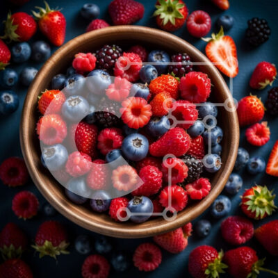 Intra Συλλεκτικό Ξύλινο Παζλ Plywood 4mm - Νόστιμο μπολ με φρέσκες φράουλες και βατόμουρα Σε Ξύλινο Κουτί - Διαστάσεις: 10x10 cm – 25 κομμάτια - Image 1