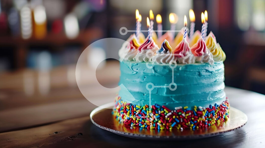 Intra Συλλεκτικό Ξύλινο Παζλ Plywood  4mm - Μπλε τούρτα γενεθλίων με πολύχρωμα κεριά και αναμμένα κεριά Σε Ξύλινο Κουτί - Διαστάσεις: 10x10 cm – 25 κομμάτια