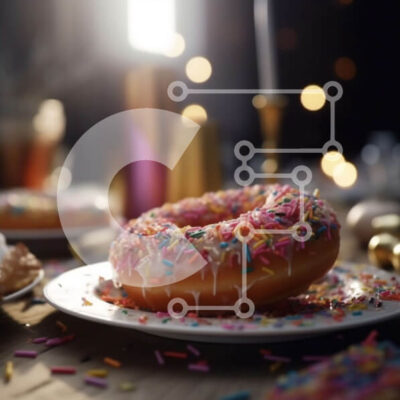 Intra Συλλεκτικό Ξύλινο Παζλ Plywood 4mm - Νόστιμα ντόνατς με πασπαλίσματα σε ένα γραφικό χειμωνιάτικο τραπέζι Σε Ξύλινο Κουτί - Διαστάσεις: 10x10 cm – 25 κομμάτια - Image 1