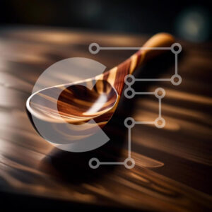 Intra Συλλεκτικό Ξύλινο Παζλ Plywood  4mm - Κοντινό πλάνο ξύλινο κουτάλι σε ρουστίκ ξύλινο τραπέζι Σε Ξύλινο Κουτί - Διαστάσεις: 10x10 cm – 25 κομμάτια