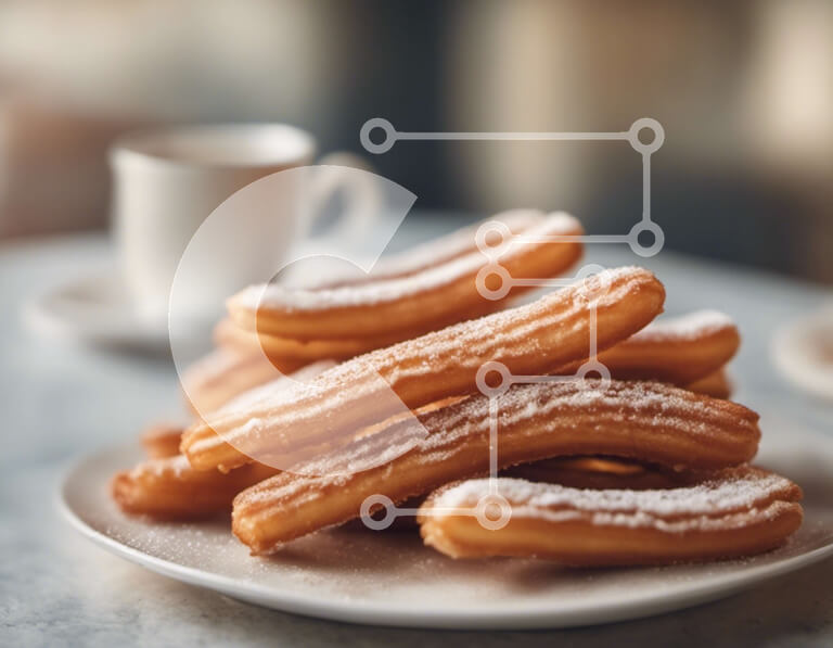 Intra Συλλεκτικό Ξύλινο Παζλ Plywood  4mm - Νόστιμα τσούρο με επικάλυψη ζάχαρης σε ένα άσπρο πιάτο Σε Ξύλινο Κουτί - Διαστάσεις: 10x10 cm – 25 κομμάτια