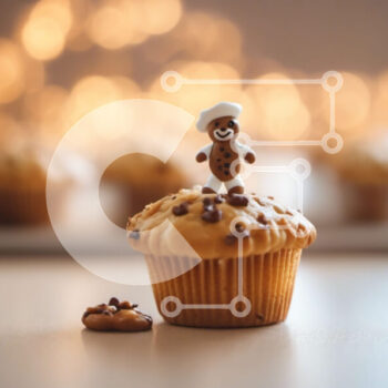 Intra Συλλεκτικό Ξύλινο Παζλ Plywood  4mm - Cupcake με στολίδι Gingerbread Man Σε Ξύλινο Κουτί - Διαστάσεις: 10x10 cm – 25 κομμάτια - Image 1