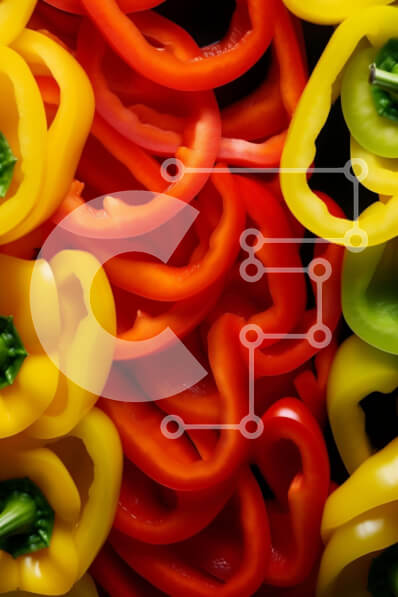 Intra Συλλεκτικό Ξύλινο Παζλ Plywood  4mm - Κοντινό πλάνο πολύχρωμες πιπεριές και μπρόκολο Σε Ξύλινο Κουτί - Διαστάσεις: 10x10 cm – 25 κομμάτια