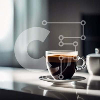 Intra Συλλεκτικό Ξύλινο Παζλ Plywood  4mm - Κομψό φλιτζάνι και πιατάκι μαύρου καφέ με θέα στην πόλη Σε Ξύλινο Κουτί - Διαστάσεις: 10x10 cm – 25 κομμάτια - Image 1