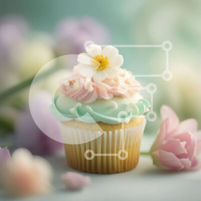 Intra Συλλεκτικό Ξύλινο Παζλ Plywood  4mm - Γλυκό cupcake με πανέμορφη διακόσμηση λουλουδιών Σε Ξύλινο Κουτί - Διαστάσεις: 10x10 cm – 25 κομμάτια - Image 1