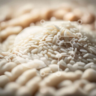 Intra Συλλεκτικό Ξύλινο Παζλ Plywood 4mm - Γκρο πλαν φωτογραφία ενός σωρού από λευκό ρύζι Σε Ξύλινο Κουτί - Διαστάσεις: 10x10 cm – 25 κομμάτια - Image 1