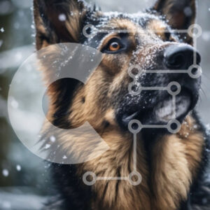 Intra Συλλεκτικό Ξύλινο Παζλ Plywood  4mm - Γερμανικός Ποιμενικός Σκύλος στο Χιονισμένο Δάσος Σε Ξύλινο Κουτί - Διαστάσεις: 10x10 cm – 25 κομμάτια